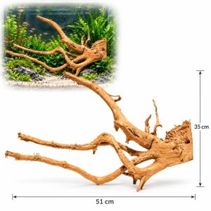 Lemn acvariu Red Moor Wood HW19, 51 x 35 cm, prezentat cu exemplu de amenajare in acvariu