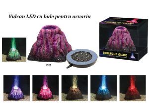 Vulcan LED cu bule de aer pentru acvariu, vulcan acvariu, decor acvariu, acvariu decorativ, efect spectaculos cu iluminare colorata, perfect pentru un peisaj acvatic vibrant si atractiv.