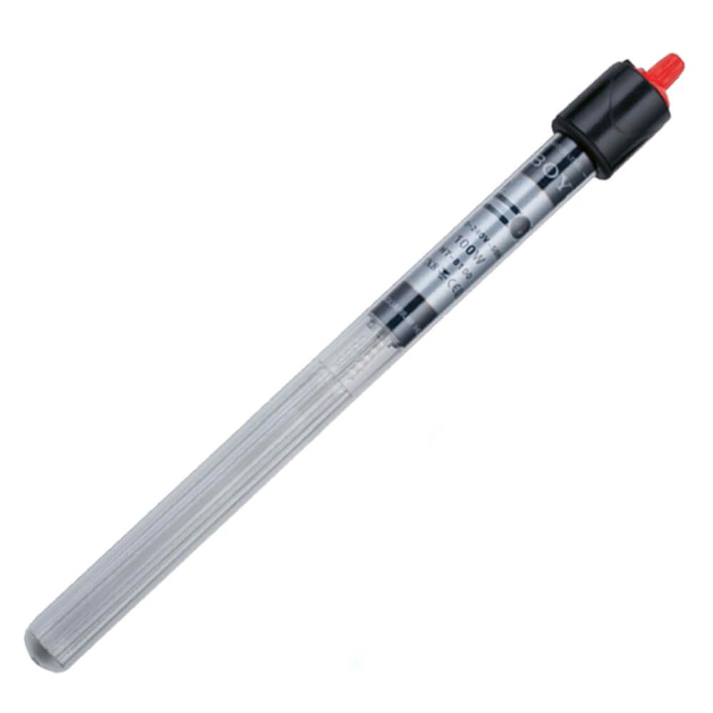 Incalzitor pentru acvariu cu termostat Boyu 100 W 5 Incalzitor pentru acvariu cu termostat Boyu 100W, ideal ca incalzitor acvariu 90l, maxim 130l. Ofera incalzire optima si control precis al temperaturii. Incalzitorul pentru acvariu cu termostat Boyu 100W este solutia ideala pentru mentinerea unei temperaturi constante in acvariile cu volume intre 90 si 130 litri. Acest incalzitor ofera o incalzire optima si un control precis al temperaturii, asigurand un mediu sanatos pentru pestii tai chiar si intr-un volum generos de apa utilizat ca incalzitor acvariu 130l. Cu o putere de 100W, incalzitorul Boyu este proiectat pentru a mentine temperatura ideala in acvariu, indiferent de fluctuatiile de temperatura din exterior. Este usor de reglat datorita termostatului incorporat, permitandu-ti sa setezi temperatura dorita cu usurinta. Acest incalzitor pentru acvariu cu termostat este complet submersibil, ceea ce inseamna ca poate fi montat in totalitate in apa, asigurand o distribuire uniforma a caldurii. In plus, indicatorul LED de functionare/oprire (on/off) iti permite sa vezi rapid daca incalzitorul este in functiune. Incalzitorul Boyu vine echipat cu ventuze pentru o fixare sigura si stabila pe peretele acvariului. Cu o inaltime de 29 cm si un diametru de 2 cm, acest incalzitor 100W se potriveste perfect in acvariile de dimensiuni medii. Caracteristici: Putere: 100W Volum acvariu: Ideal pentru acvarii de 90-130 litri Termostat: Da, usor de reglat Submersibil: Complet submersibil Indicator LED: Vizibilitate usoara a starii de functionare Fixare: Ventuze incluse pentru o instalare sigura Dimensiuni: 29 cm inaltime, 2 cm diametru Acest incalzitor pentru acvariu cu termostat Boyu 100W asigura o incalzire eficienta si constanta, fiind alegerea perfecta pentru pasionatii de acvaristica ce doresc sa ofere pestilor un mediu optim si stabil.