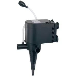 Pompa apa submersibila Boyu Power Head cu debit de 300 l/h. Pompa de apa acvariu si pentru mici fantani arteziene sau mini cascade. Pompă de apă submersibilă concepută pentru recircularea apei. Se poate folosi în acvarii, bazine cu pește, iazuri, fântâni arteziene, amenajarea unor mici căderi de apă. Rotor cu magnet permanent și ax confecționat din oțel inoxidabil. Design multifuncțional. Pompa de apa acvariu cu motor sincron cu magnet permanent, eficienta energetic, cu durata mare de viata. Axul din otel inoxidabil rezista la abraziune, coroziune, poate fi utilizata atat in apa dulce, cat si in apa sarata. Rasina de encapsulare a motorului din interiorul carcasei ofera performante superioare, rezistenta dielectrica ridicata, fiind sigura si fiabila. Pompa apa submersibila Boyu cu design multifunctional, o singura pompa – pentru filtrare, fantani arteziene sau pomparea apei. Pompa submersibila tip Power Head aplicabila tuturor tipurilor de acvarii, bazine cu peste viu (pentru pomparea si circulatia apei), filtrare a apei. Poate fi utilizata si pentru crearea de mici fantani arteziene, mini cascade (apa curgatoare) sau coloane decorative cu apa, atat pentru interior, cat si pentru exterior. Motorul este sigilat ermetic in carcasa pompei cu rasina, asigurand o performanta excelenta a impermeabilitatii, fiind sigur si fiabil. Designul multifunctional permite utilizarea pentru o mare varietate de aplicatii. Pompa este concepută a se folosi numai introdusă în apă racirea facându-se cu apa recirculată. Date tehnice: Putere: 8W H MAX: 0,5 m Q MAX: 300 L/h Greutate: 0,40 kg. Dimensiuni: 100 x 55 x 146 mm. Diametru ștuț evacuare apă: 16 mm.