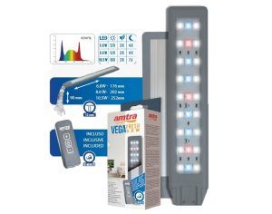 Lampa cu led acvariu plante Amtra Vega Fresh 8.6 W este o lampa acvariu cu dimmer. Lampa led acvariu plante ideala pentru cresterea plantelor acvatice. Lampa cu LED acvariu plante Amtra Vega Fresh 8.6 W este solutia perfecta pentru pasionatii de acvaristica care doresc sa asigure un mediu optim pentru cresterea plantelor acvatice. Aceasta lampa acvariu cu dimmer ofera un spectru complet de lumina, ideal pentru sustinerea procesului de fotosinteza si pentru mentinerea unui acvariu sanatos si vibrant. Caracteristici: Spectru complet de lumina: Amtra Vega Fresh emite o lumina cu o temperatura de culoare de 8.500K, combinand LED-uri albe, rosii si albastre. Aceasta configuratie asigura o iluminare uniforma si benefica pentru toate tipurile de plante acvatice. Dimmer integrat: Lampa acvariu cu dimmer permite ajustarea intensitatii luminii si a temperaturii de culoare pe doua canale separate. Astfel, poti personaliza iluminatul in functie de nevoile specifice ale plantelor si pestilor din acvariu. LED-uri performante: Lampa include 12 LED-uri sunlight, 2 LED-uri redlight si 4 LED-uri blue moonlight, care emit un total de 578 lumeni. Aceasta cantitate de lumina este ideala pentru acvariile plantate, stimuland cresterea plantelor si mentinand un mediu acvatic sanatos. Design compact si usor de montat: Multumita sistemului de prindere, lampa se fixeaza usor pe marginea bazinului, fiind compatibila cu acvarii cu geamuri de pana la 12 mm grosime. Dimensiunile compacte ale lampii, cu un brat vertical de 90 mm si unul orizontal de 202 mm, permit o instalare discreta si eficienta. Beneficii: Crestere optima a plantelor acvatice: Lampa cu LED acvariu plante Amtra Vega Fresh 8.6 W asigura toate conditiile necesare pentru o crestere sanatoasa si viguroasa a plantelor acvatice, contribuind la un acvariu plin de viata. Personalizare facila: Cu ajutorul dimmer-ului integrat, poti adapta intensitatea luminii pentru a crea un mediu perfect echilibrat, potrivit atat pentru plante, cat si pentru pesti. Eficienta energetica: Lampa Vega Fresh consuma doar 8.6 W, oferind in acelasi timp o iluminare puternica si uniforma, ceea ce o face o alegere economica si durabila. Aplicatii: Lampa cu LED acvariu plante Amtra Vega Fresh 8.6 W este ideala pentru acvarii plantate, fiind potrivita atat pentru acvariile de dimensiuni mici si medii, cat si pentru acvariile cu pesti tropicali. Aceasta lampa garanteaza un iluminat de calitate, care sprijina atat cresterea plantelor acvatice, cat si mentinerea unui mediu natural si sanatos pentru pesti. Alege lampa cu LED acvariu plante Amtra Vega Fresh 8.6 W pentru a oferi acvariului tau cel mai bun iluminat posibil. Eficienta, durabila si usor de folosit, aceasta lampa este solutia perfecta pentru a crea un habitat acvatic echilibrat si vibrant.