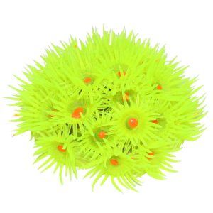 Anemona acvariu Sun Coral Tubastraea, evidentiind un decor acvariu din material siliconic moale. Aceasta piesa de corali artificiali pentru acvariu adauga un plus de culoare, miscare si autenticitate, transformand orice mediu marin intr-un peisaj vibrant.