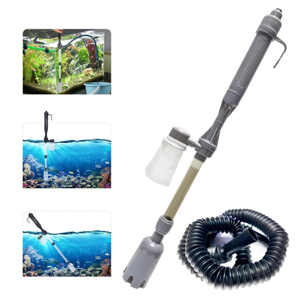 Sifonator electric acvariu pe baterii model L68 2 Sifonatorului electric acvariu pe baterii – Aplicatii: Curatarea substratului acvariului: Indepartarea resturilor de mancare, a plantelor moarte si a altor impuritati acumulate in substrat. Schimbarea apei: Functioneaza ca o pompa curatare acvariu, permitand un schimb rapid si eficient al apei fara a deranja vietuitoarele. Colectarea mizeriei: Echipat cu un saculet special, acest aspirator acvariu colecteaza eficient impuritatile fine pe care filtrele obisnuite nu le pot elimina.