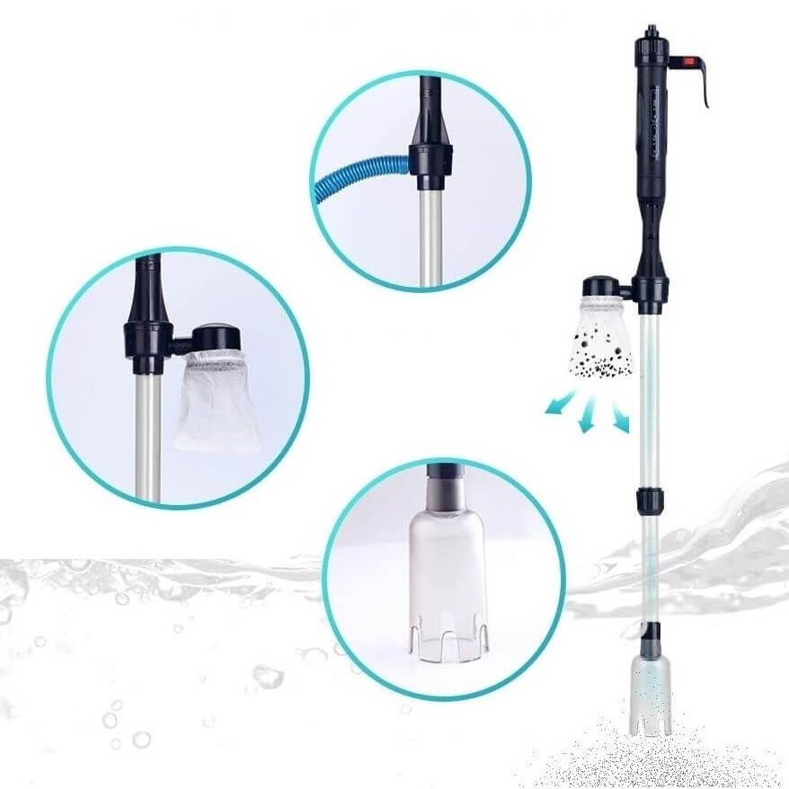Sifonator electric acvariu pe baterii model L68 11 Detalii produs si mod de utilizare: Sifonatorul electric acvariu pe baterii model L68 este usor de utilizat, pornind la o simpla apasare de buton. Functionarea electrica elimina necesitatea apasarii manuale pentru initierea aspiratiei, oferind un proces curat si eficient. Utilizare pentru acvarii de toate dimensiunile: Este potrivit atat pentru acvariile mici, cat si pentru cele mari datorita lungimii ajustabile a tubului. Utilizarea in acvarii mai mici (pana la 22 cm inaltime) se face prin scurtarea tubului transparent. Recomandari pentru siguranta: Nu utilizati dispozitivul continuu mai mult de 30 de minute pentru a evita suprasolicitarea motorului. Nu scufundati compartimentul bateriilor in apa. Respectati nivelul apei indicat pe dispozitiv pentru a asigura o functionare optima. Design modern si functional: Culoare gri eleganta, cu tuburi transparente care permit monitorizarea procesului de curatare.