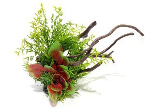 plante artificiale acvarii Buchet plante artificiale acvarii verzi si rosii cu ramuri realiste. Plante decorative bogate, plante artificiale durabile, contrast vibrant pentru orice basm subacvatic.
