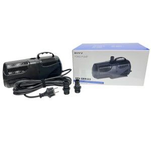 Pompa submersibila fantana sau cascada cu debit maxim de 2000 l/h. O pompa submersibila pentru cascada ce ridica apa la maxim 2 metri. Pompe cascade de la Boyu. Pompă de apă submersibilă pentru acvarii, iazuri, cascade sau fântâni arteziene cu ax ceramic inert la coroziune ce se poate folosi atât în apă dulce cât și în apă sărată. Pompa de apa submersibila ce poate fi folosita atat ca pompa iaz, ca pompa fantana arteziana cat si ca pompa de propulsie a apei pentru cascade sau alte amenajari ce implica o cadere de apa. De asemenea este capabila de a alimenta cu apa un filtru de iaz. O buna pompa submersibila pentru cascada ce creaza caderi de apa spectaculoase. Model de pompe cascade de buna caliate de la Boyu, o companie de prestigiu in domeniul acestor echipamente. Pompa se va utiliza acoperită în totalitate de apă. Fabricată din materiale de calitate ce-i garantează funcționarea în siguranță în mediul acvatic. Rotor cu magnet permanent ce asigură eficiența maximă motorului electric sincron. Nu necesită întreținere deosebită. Pompa și componentele sunt ușor de curățat atunci când este nevoie. Model: SPA-2000/A Voltaj: AC 230V. Frecventa: 50 Hz. Consum de energie electrică: numai 43 W. Debit maxim: 2000 Litri / Oră. Înălțimea coloanei maxime de apă ridicată: 3 metri. Diametrul ștuțului de evacuare a apei: 3/4 Inch. Dimensiuni: 289 X 149 X 177 mm. Lungimea cablului electric: 5 metri.