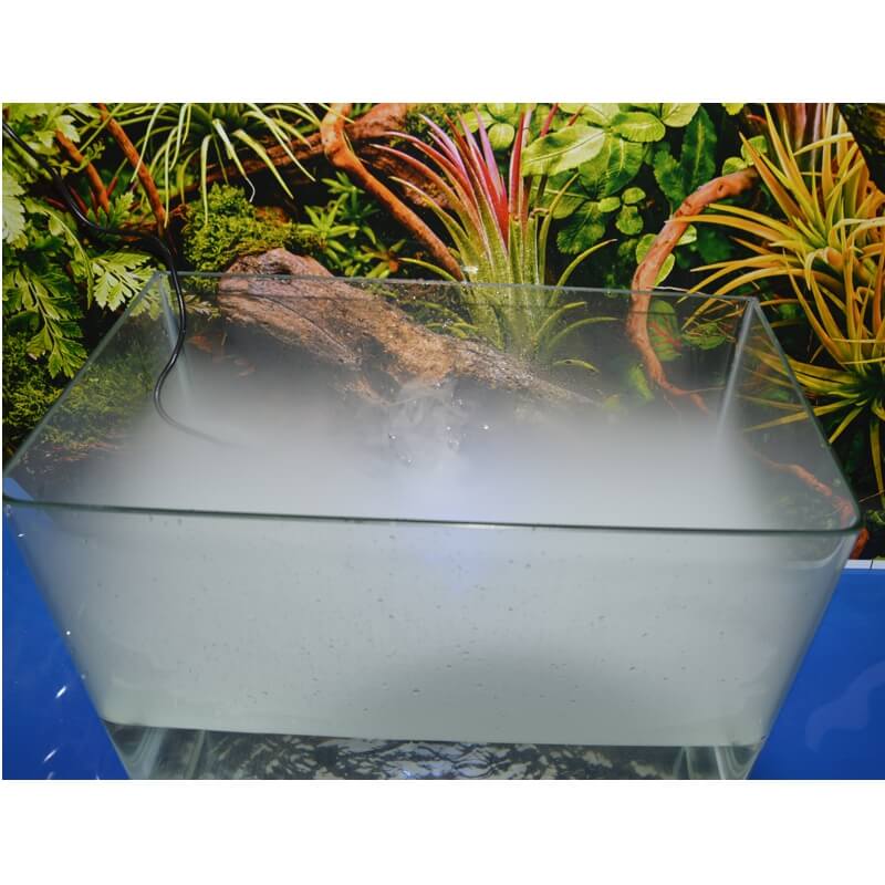 Generator de ceata cu 12 leduri 15 Generator de ceata cu 12 leduri este un Mist Maker ce simuleaza nori mici si ceata racoroasa. Generator de ceata cu ultrasunete, aparat ceata rece ce functioneaza in orice vas de apa (castroane de apa, cascade, etc), cu o adancime de minim 5 cm! Generator de ceata ce ridica deasupra apei nori de ceata si totodata creeaza un spectacol de lumini in apa – Genereaza o ceata racoroasa. Ideal pentru cresterea nivelului de umiditate si crearea unui mediu cetos natural si umed. Impreuna cu aceasta tehnologie, iluminarea cu leduri creaza o ambianta aparte. Functioneaza in orice vas de apa (castroane de apa, cascade, etc), cu o adancime de minim 5 cm! Sistemul de siguranta a dispozitivului nu permite functionarea acestuia (dispozitivul se opreste automat) in cazul in care nivelul apei scade sub 5 mm deasupra senzorului. • Aparat ceata rece ce creste nivelul de umiditate a aerului de pana la 100%. • Efect vizual deosebit. • Simuleaza nori mici si ceata in terarii tropicale. • Genereaza roua dimineata in terariile desertice. • Ledurile au capacitatea de a-si schimba automat culorile dand nastere unui spectacol unic in combinatie cu ceata generata. Generatorul de ceata ultrasonic este un dispozitiv sigur, eficient si numai cu efecte benefice pentru crearea unui mediu cat mai aproape de conditiile naturale in care traiesc reptilele. Acest generator de ceata cu ultrasunete poate fi folosit de asemenea in orice incapere ca umidificator sau in scop pur si simplu decorativ. Dispozitivul utilizeaza cca 80ml apa/ora, la o temperatura de lucru de temperatura de lucru 5 °C – 40 °C. Silentios: difuzorul de ceata prin tehnologia ultrasonica silentioasa iti va respecta linistea. Specialitatea lui este de a creea o atmosfera relaxanta. Dimensiuni – 38 mm inaltime x 44 mm diametru