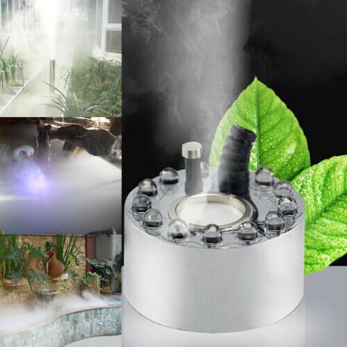 Generator de ceata cu 12 leduri 21 Generator de ceata cu 12 leduri este un Mist Maker ce simuleaza nori mici si ceata racoroasa. Generator de ceata cu ultrasunete, aparat ceata rece ce functioneaza in orice vas de apa (castroane de apa, cascade, etc), cu o adancime de minim 5 cm! Generator de ceata ce ridica deasupra apei nori de ceata si totodata creeaza un spectacol de lumini in apa – Genereaza o ceata racoroasa. Ideal pentru cresterea nivelului de umiditate si crearea unui mediu cetos natural si umed. Impreuna cu aceasta tehnologie, iluminarea cu leduri creaza o ambianta aparte. Functioneaza in orice vas de apa (castroane de apa, cascade, etc), cu o adancime de minim 5 cm! Sistemul de siguranta a dispozitivului nu permite functionarea acestuia (dispozitivul se opreste automat) in cazul in care nivelul apei scade sub 5 mm deasupra senzorului. • Aparat ceata rece ce creste nivelul de umiditate a aerului de pana la 100%. • Efect vizual deosebit. • Simuleaza nori mici si ceata in terarii tropicale. • Genereaza roua dimineata in terariile desertice. • Ledurile au capacitatea de a-si schimba automat culorile dand nastere unui spectacol unic in combinatie cu ceata generata. Generatorul de ceata ultrasonic este un dispozitiv sigur, eficient si numai cu efecte benefice pentru crearea unui mediu cat mai aproape de conditiile naturale in care traiesc reptilele. Acest generator de ceata cu ultrasunete poate fi folosit de asemenea in orice incapere ca umidificator sau in scop pur si simplu decorativ. Dispozitivul utilizeaza cca 80ml apa/ora, la o temperatura de lucru de temperatura de lucru 5 °C – 40 °C. Silentios: difuzorul de ceata prin tehnologia ultrasonica silentioasa iti va respecta linistea. Specialitatea lui este de a creea o atmosfera relaxanta. Dimensiuni – 38 mm inaltime x 44 mm diametru