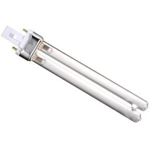 Bec UVC 9W Aqua Zonic filtre Aqua Pro este un bec UV model PL. Aquarium Prest comercializeaza o gama diversificata de becuri cu ultraviolete. Bec UVC 9W compatibil cu filtrele externe Aqua Zonic Aqua Pro 1800UV si Aqua Zonic Aqua Pro 1800UV. Bec de schimb model PL pentru lampa cu ultraviolete si filtrele externe ce folosesc acest model de bec UV cu 2 pini. Putere: 9W Aquarium Prest comercializeaza o gama diversificata de becuri cu ultraviolete la preturi competitive. Dimensiuni: Lungime totală ( fără pini ): 14,4 cm. Lungimea părții de sticlă: 12,5 cm. Lungime totală a becului: 16,5 cm.