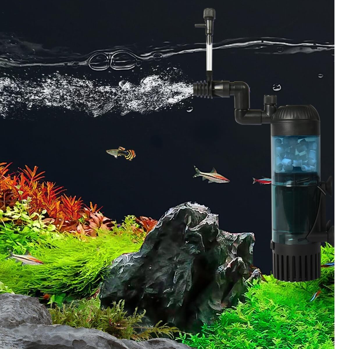 Filtru apa acvariu pesti, filtrare acvariu 5-50 l 19 Filtru apa acvariu pesti cu functie de aerare eficienta. Imbunatateste calitatea apei si creeaza un mediu sanatos pentru pesti. Ideal pentru filtrare acvariu de 5-50L.