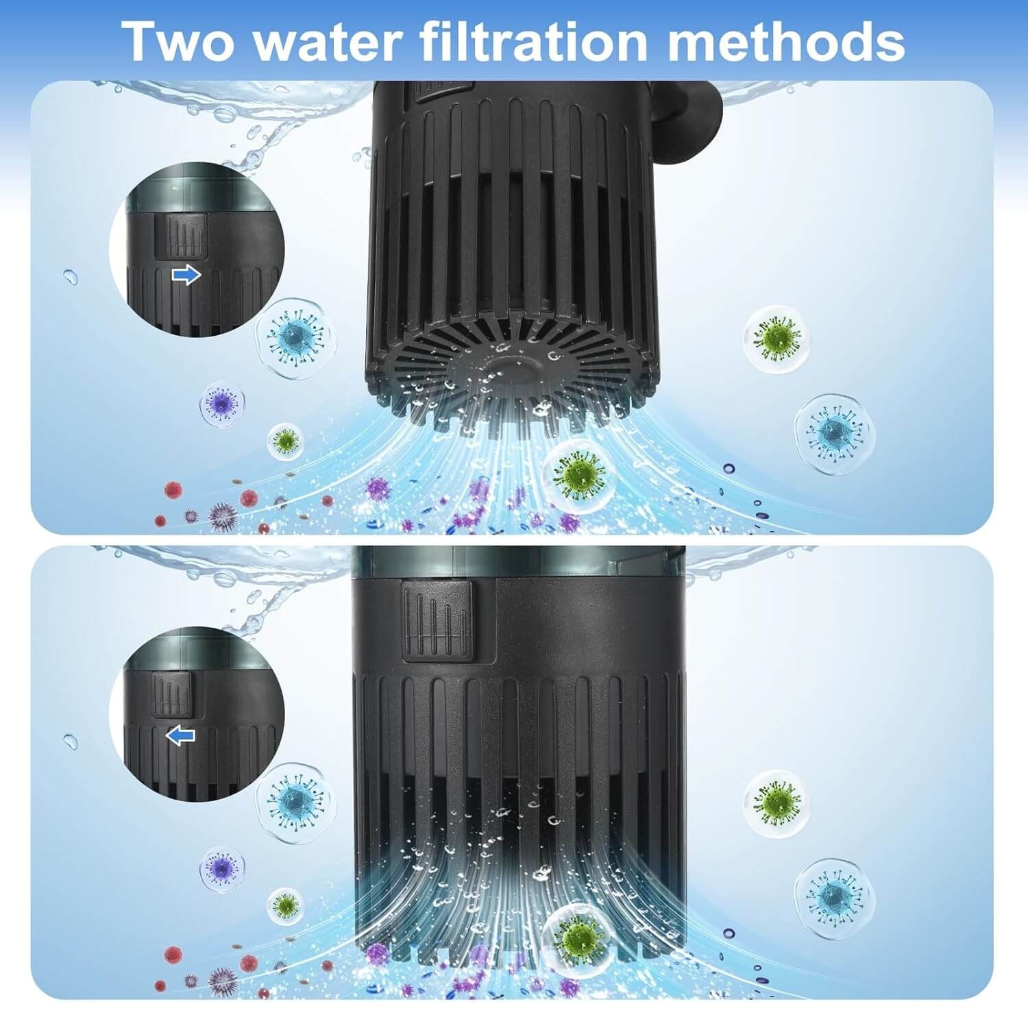 Filtru apa acvariu pesti, filtrare acvariu 5-50 l 9 Metode eficiente de aspirare si filtrare. Acest filtru cu aer pentru acvariu elimina impuritatile si mentine apa cristalina. Perfect pentru acvarii de 5-50L.