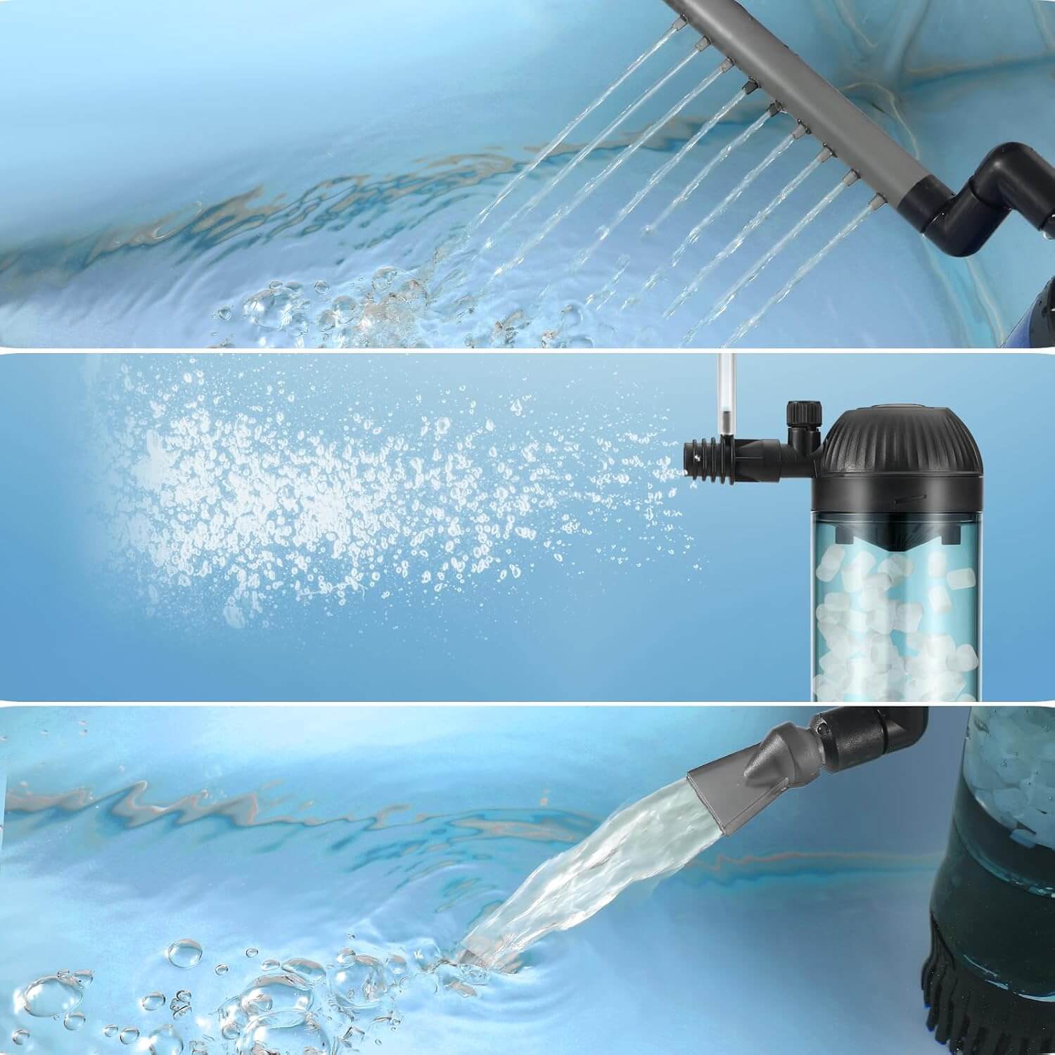 Filtru apa acvariu pesti, filtrare acvariu 5-50 l 7 Filtru apa acvariu pesti cu optiuni de circulatie variata. Functii avansate pentru valuri si curenti. Un filtru de acvariu intern perfect pentru diverse setup-uri.