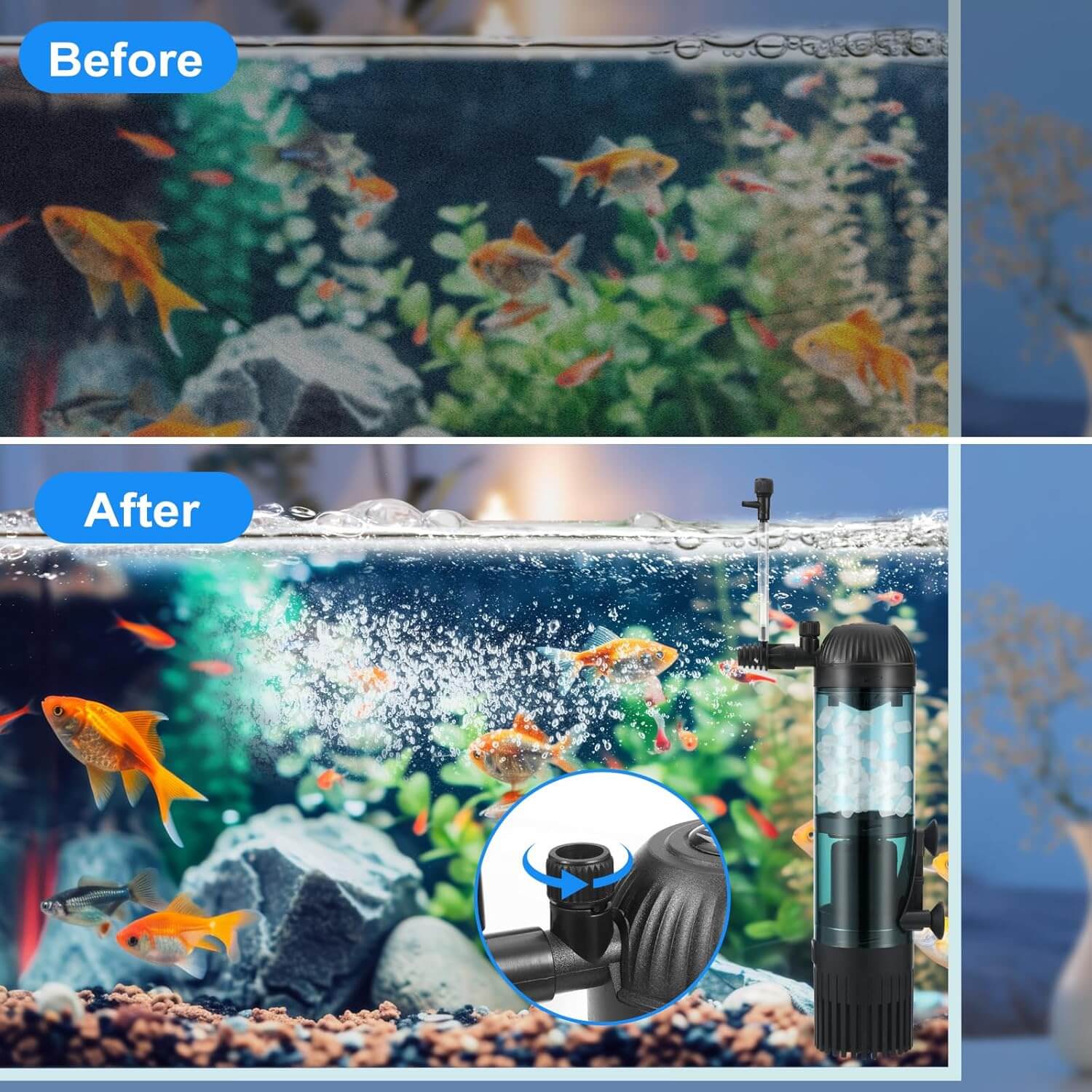 Filtru apa acvariu pesti, filtrare acvariu 5-50 l 4 Rezultate spectaculoase in purificarea apei. Filtru cu aer pentru acvariu pentru un habitat perfect. Transforma apa murdara in apa cristalina.