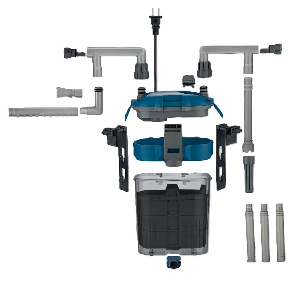 Filtru acvariu extern pentru acvarii pana la 90L 6 Explorarea interiorului filtrului extern acvariu YA-8011H: usor de curatat, cu straturi multiple pentru filtrare mecanica si biologica. Alege un filtru acvariu exterior durabil si eficient.