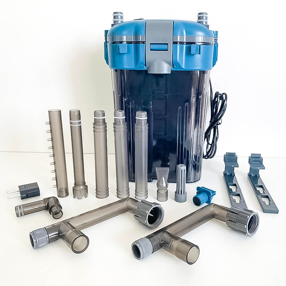 Filtru acvariu extern pentru acvarii pana la 90L 10 Set complet pentru filtrarea eficienta a acvariului tau. Acest filtru extern acvariu de 60 litri sau mai mare iti ofera toate componentele necesare pentru un mediu acvatic sanatos.