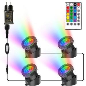 Corp iluminat exterior set 4 spoturi LED, iluminat gradina, luminite de gradina, ideala pentru iazuri si acvarii cu leduri subacvatice si lumini arteziene.