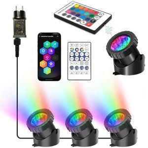 Set 3 proiectoare LED RGB, lumini iaz si iluminare exterior. Ideale ca lumini gradina, iluminat piscina, lumini subacvatice pentru iazuri si acvarii, iluminat fantani arteziene.