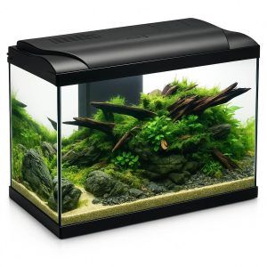 Acvariu 50 litri complet, ideal ca acvariu pentru pesti atat pentru incepatori, cat si pentru pasionatii de acvaristica. Beneficiezi de acvariu cu capac si filtru silentios, acvariu iluminare LED puternic si design premium. Descopera colectia noastra variata de acvarii moderne.