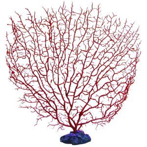 Coral acvariu decor evantai rosu, corali artificiali ideali pentru acvarii decorate cu elemente marine, parte din setul de decoratiuni acvariu.