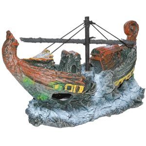 Decor epava acvariu rupta cu detalii realiste, un decor pentru acvariu ce reproduce o epava acvariu veche, ideala pentru decoratiuni pentru acvariu autentice.