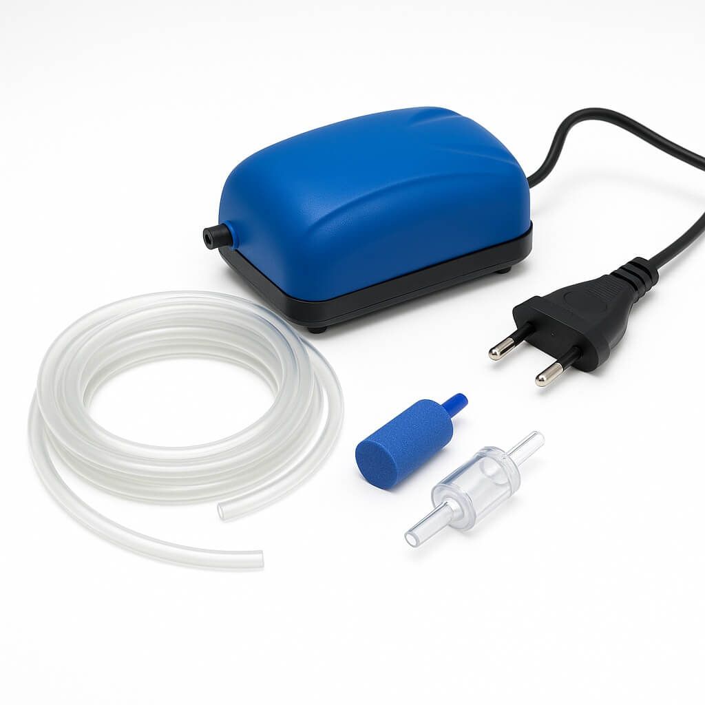 Pompa acvariu cu accesorii set complet aerare acvarii max 50 litri 3 Pompa acvariu cu accesorii complete pentru acvarii mici. Include Set aer acvariu cu Pompa aer acvariu performanta, pompa acvariu cu furtun de aer, piatra aer acvariu, piatra aer, difuzor aer acvariu, valva unisens, valva aer si Pompa acvariu pesti de calitate.
