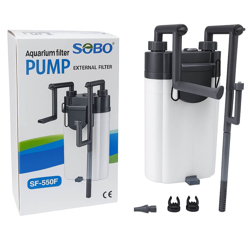 Filtru acvariu extern pentru 50 – 100 litri SOBO 500 l/h 1 Filtru acvariu extern pentru 50 – 100 litri SOBO 500 l/h ofera filtrare eficienta pentru acvarii medii. Este un filtru acvariu exterior robust, aflat in top filtre externe acvariu, compatibil ca filtru extern acvariu 100l si filtru extern acvariu 60 litri.