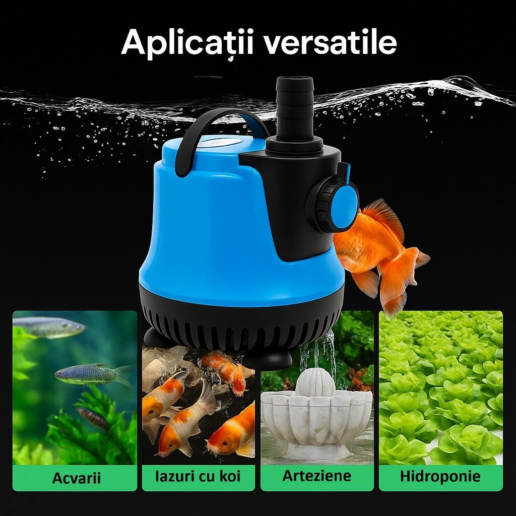 Pompa evacuare apa drenaj 2500 L/h, 1.6 m H max reglaj debit 12 Pompa evacuare apa 2500 L/h este eficienta si simplu de utilizat. Datorita functiei de reglaj, este practica ca pompa evacuare piscina, utila in gospodarie ca pompa drenaj apa si fiabila ca pompa recirculare iaz. Totodata, poate aduce un plus estetic in gradina, functionand ca pompa fantana arteziana.