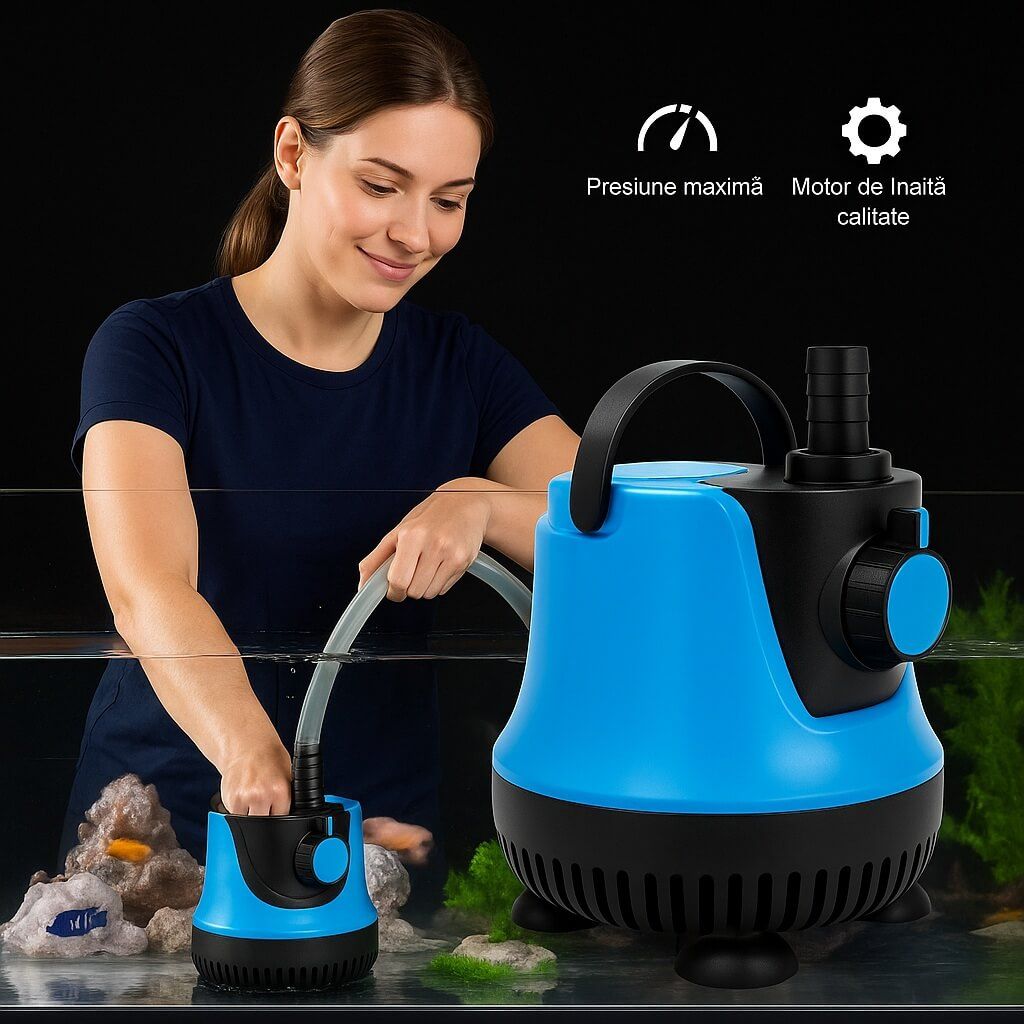 Pompa evacuare apa drenaj 2500 L/h, 1.6 m H max reglaj debit 13 Pompa evacuare apa submersibila 2500 L/h ofera randament excelent pentru uz casnic si decorativ. Este recomandata ca pompa evacuare piscina, eficienta ca pompa drenaj apa, dar si ca pompa recirculare iaz. In plus, datorita designului compact, este foarte apreciata ca pompa fantana arteziana.