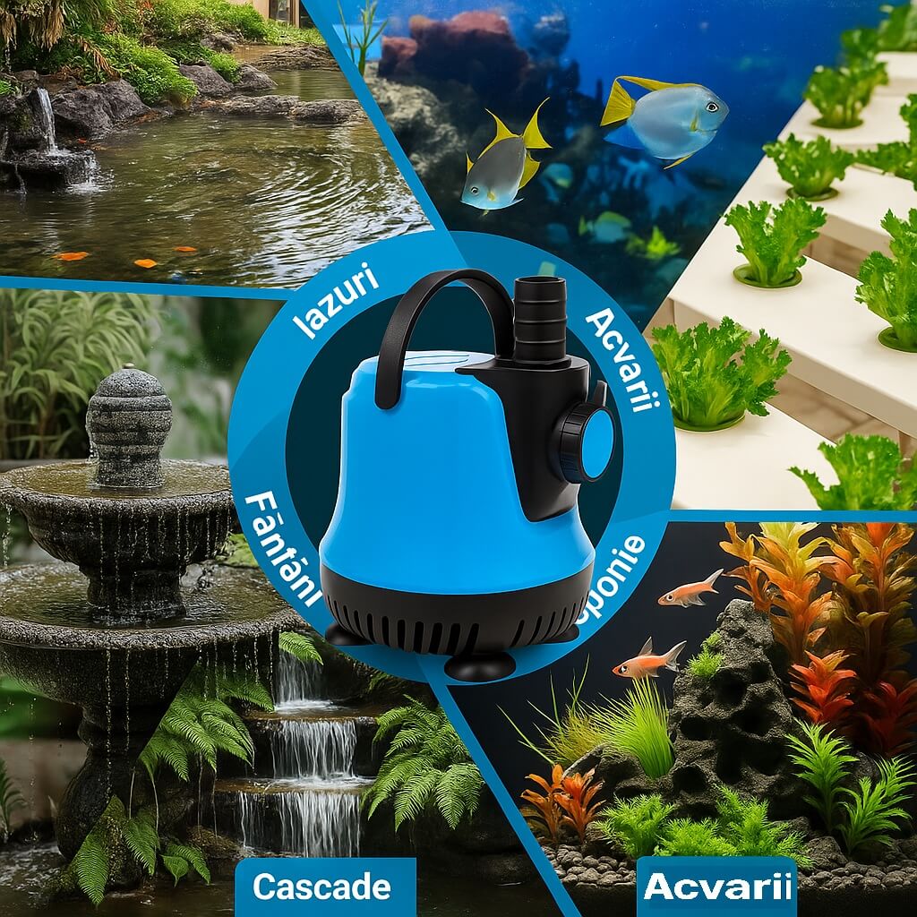 Pompa evacuare apa drenaj 2500 L/h, 1.6 m H max reglaj debit 2 Pompa evacuare apa cu debit 2500 L/h si reglaj asigura drenaj rapid si sigur. Utila ca pompa evacuare piscina, versatila ca pompa drenaj apa, dar si fiabila ca pompa recirculare iaz. In plus, poate fi folosita pentru decoruri elegante, fiind excelenta ca pompa fantana arteziana compacta si usor de montat.