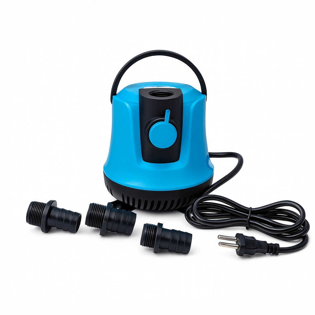 Pompa evacuare apa drenaj 2500 L/h, 1.6 m H max reglaj debit 5 Pompa evacuare apa 2500 L/h este alegerea perfecta pentru drenaj, recirculare si decor. Functioneaza ca pompa evacuare piscina, actioneaza ca pompa drenaj apa, dar poate fi utilizata si ca pompa recirculare iaz sau ca pompa fantana arteziana, garantand flexibilitate si fiabilitate in utilizari diverse.