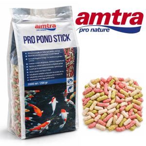 mancare pesti de iaz Amtra Pro Pond Sticks 2000 ml; Hrana de crapi koi, mancare crapi koi, hrana pesti koi.