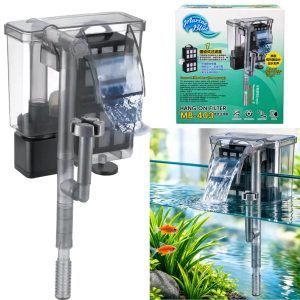 Filtru cascada pentru acvarii cu ambalaj si montaj pe acvariu