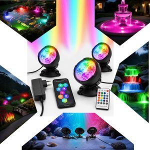 Proiectoare cu LED RGB pentru iaz, fantana arteziana si gradina
