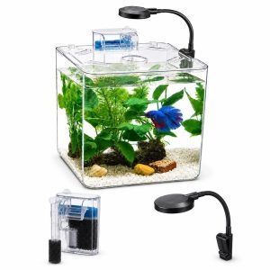 Acvariu Betta 5 litri echipat cu lampa LED, filtru Hang On si accesorii pentru pesti mici