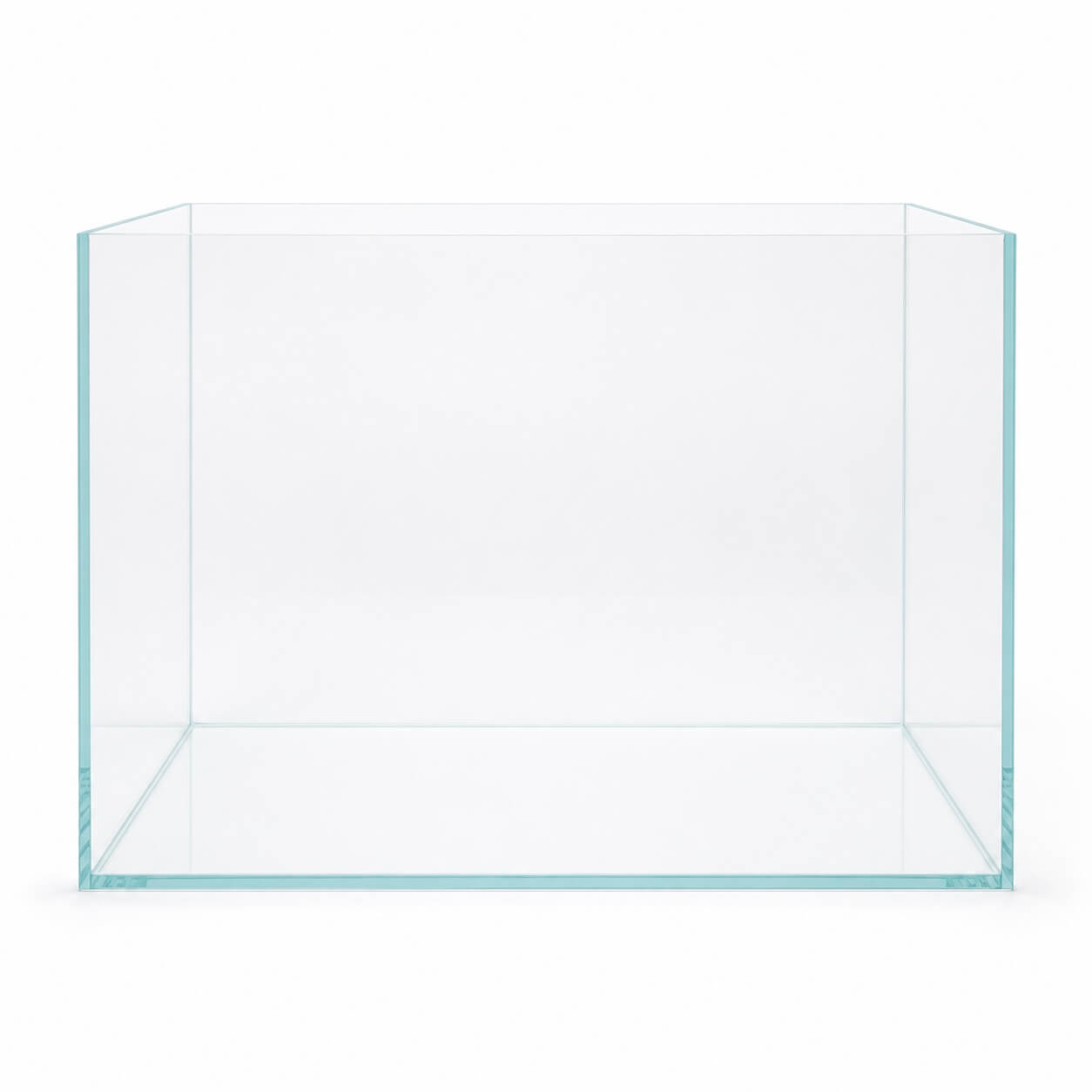 Acvariu sticla pesti exotici OptiWhite 39 Litri, 50x26x30 cm 9 Acvariu gol din sticla OptiWhite, vedere frontala pe fundal alb