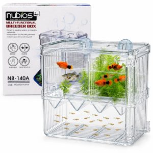 Fatatoare pesti NUBIOS NB-140A cu doua niveluri, pesti adulti, pui si ambalajul produsului