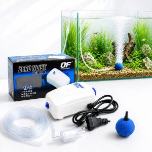 Pompa aer acvariu silentioasa de aerare acvariu Ocean Free Z1000, cu accesorii, ambalaj si exemplu de utilizare