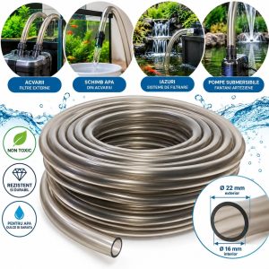 Furtun filtru extern acvariu 16 22 mm cu exemple de utilizare la filtru extern, schimb apa, iaz si pompa submersibila